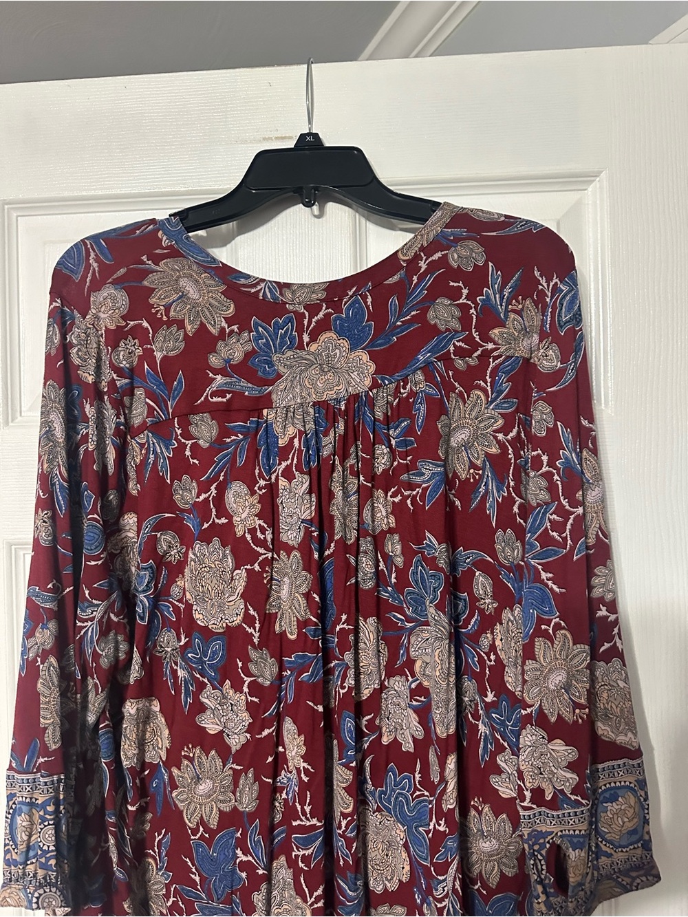 Lucky Brand Plus Paisley/Floral Button Front Henley Top - Picture 10 of 15